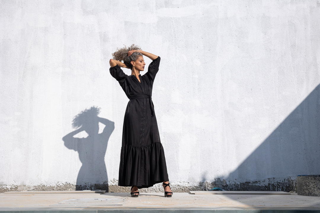 black swing maxi dress Elegant Swing Black Maxi Dress Shihar