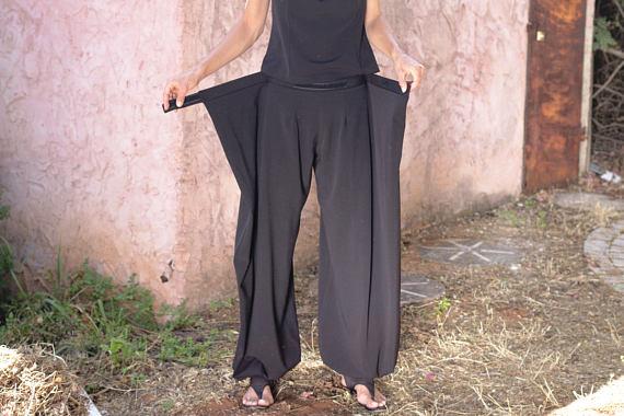 Unique Black Women's Pants-origami Trousers/ 4 Way Pants-women's Wrap Pants-wide  Pants Women's Trousers 