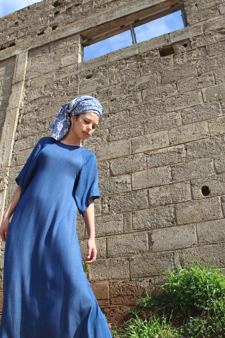 Oversize  Blue Denim Maxi Dress