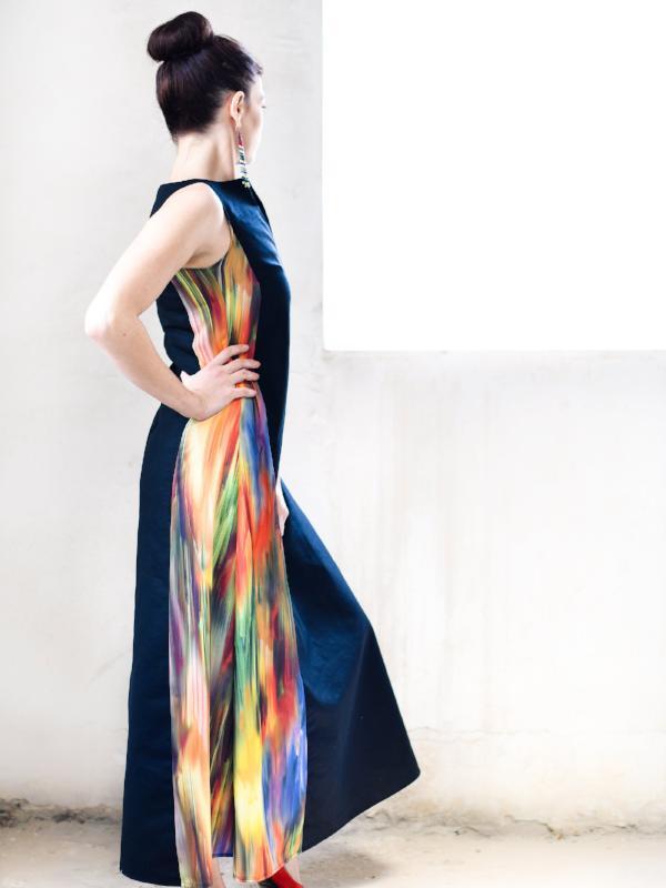 Black And Colorful Statement Dress
