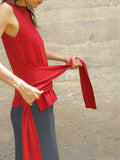Red Sleeveless Tie-Around Women Top
