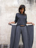 Grey Origami Trousers - 4 Way Women Wrap Pants