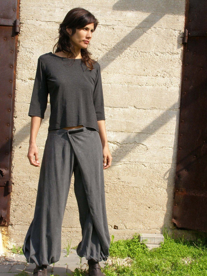 Grey Origami Trousers - 4 Way Women Wrap Pants