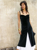 Black Velvet Slit Dress