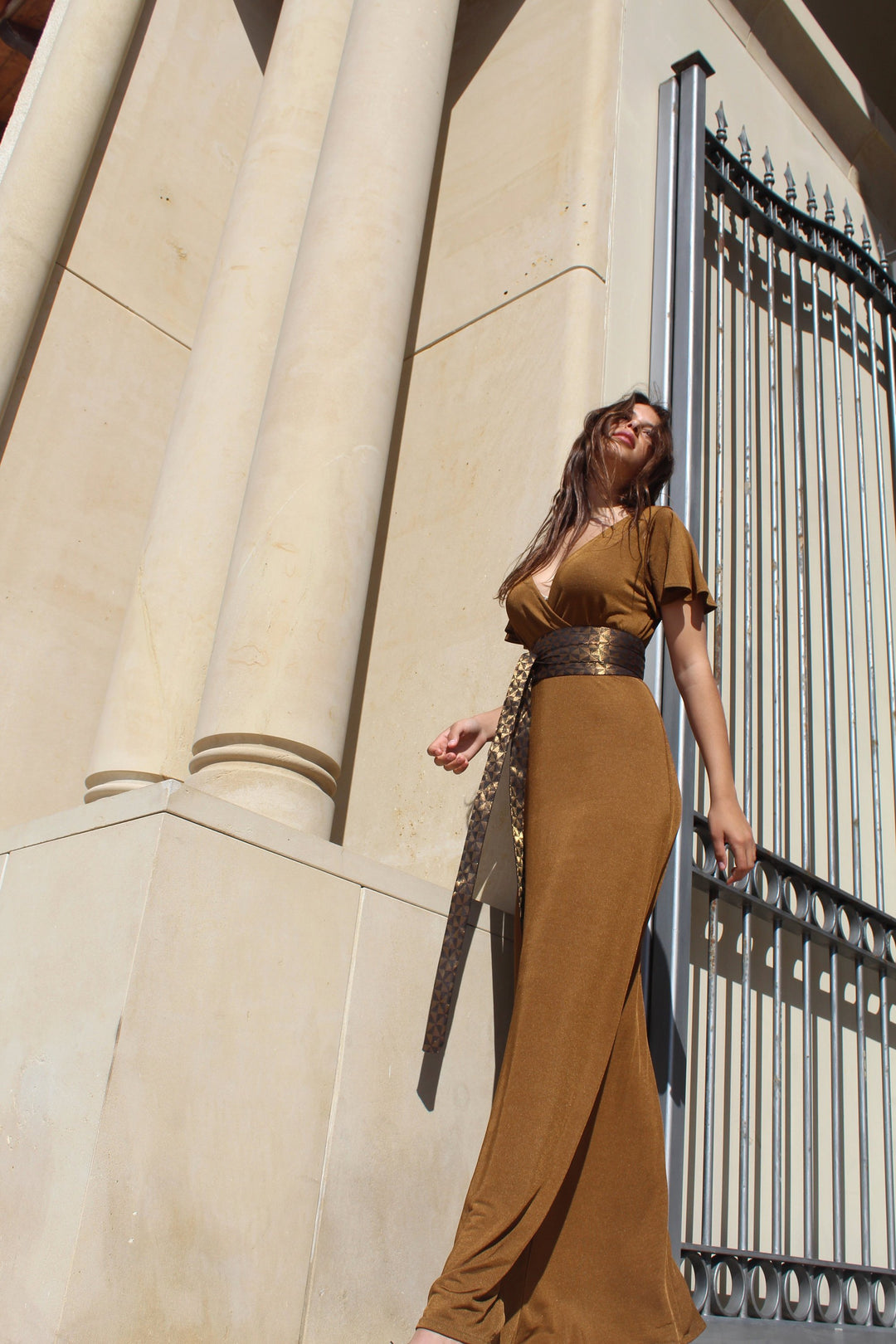 Bronze Wrap Maxi Dress