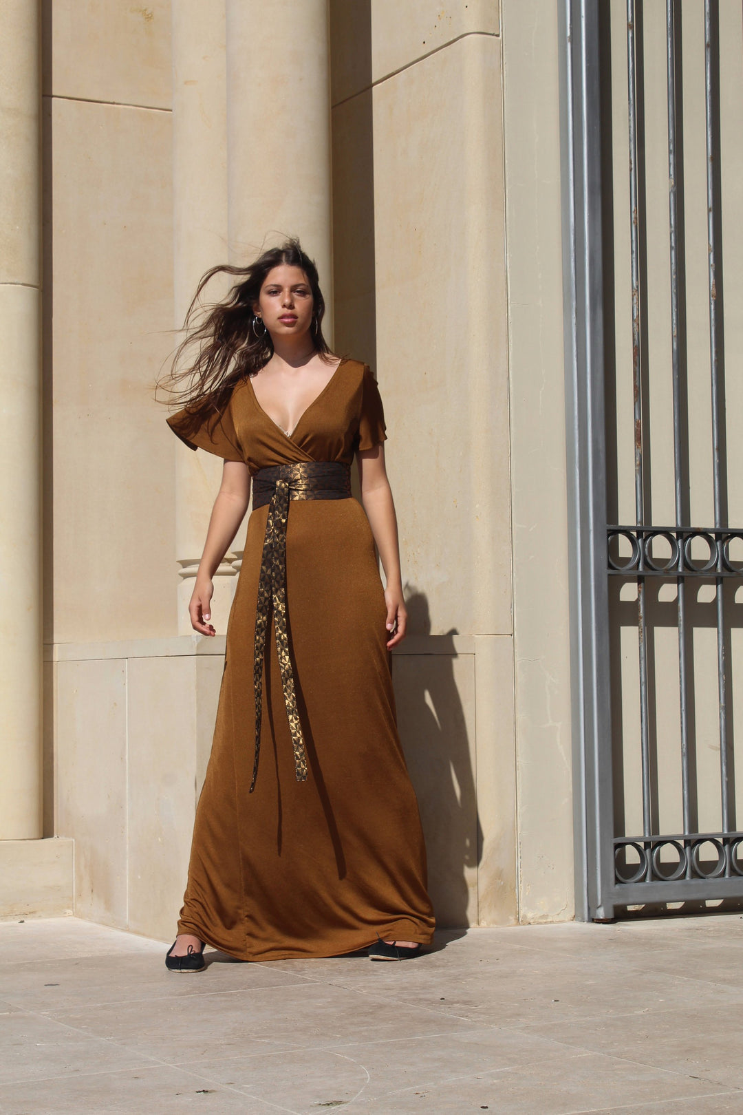 Bronze Wrap Maxi Dress