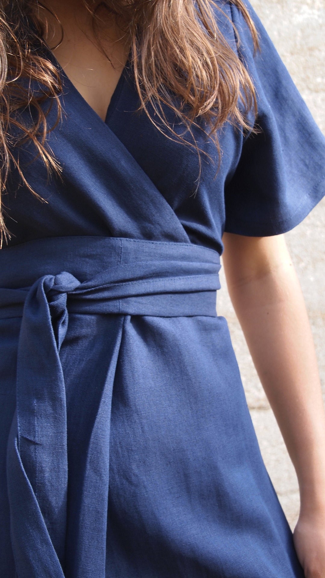 100% Linen, Origami Dress with Obi Belt XL 100% Linen, Origami Dress with Obi Belt XL