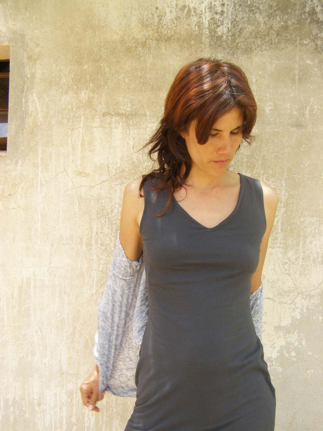 Grey Summer Tunic With Built In Bra