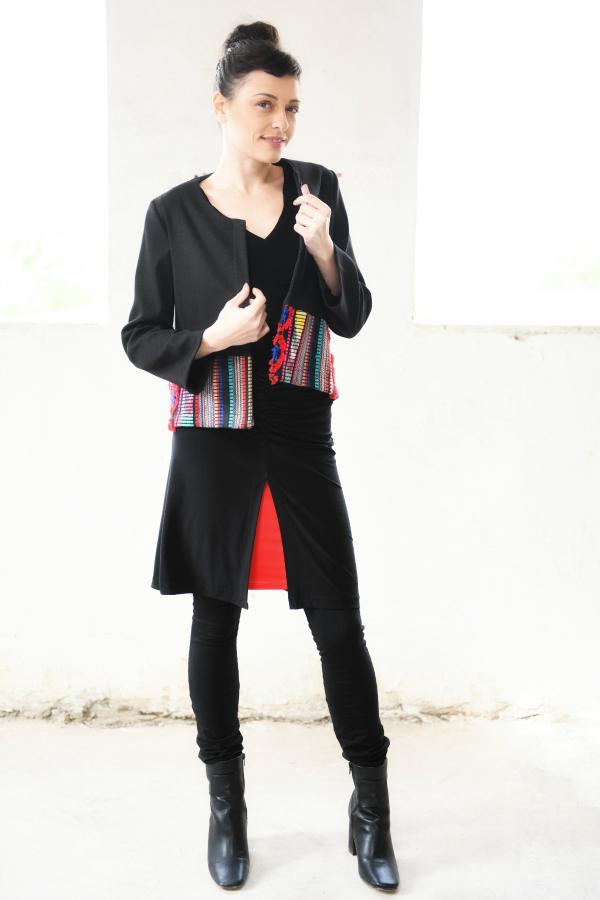 Black & Colorful Embroidery Jacket